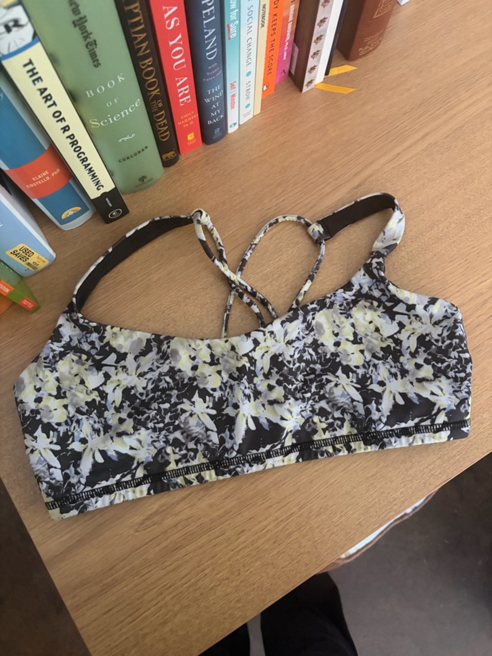 Lululemon Black and Yellow Floral Sports Bra